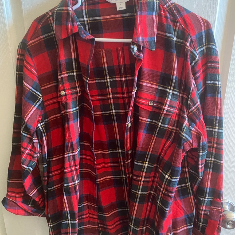 Old Navy Red Plaid Button Down Shirt